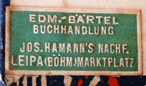 Firma Ed. Bärtel. Buchetikette. Dank an Herrn Markus Kammerer